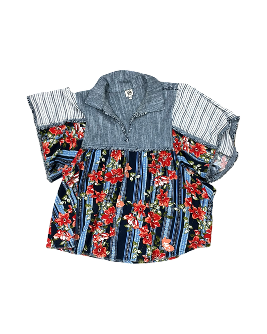Top Ss By Ivy Jane In Blue Denim, Size:Xs