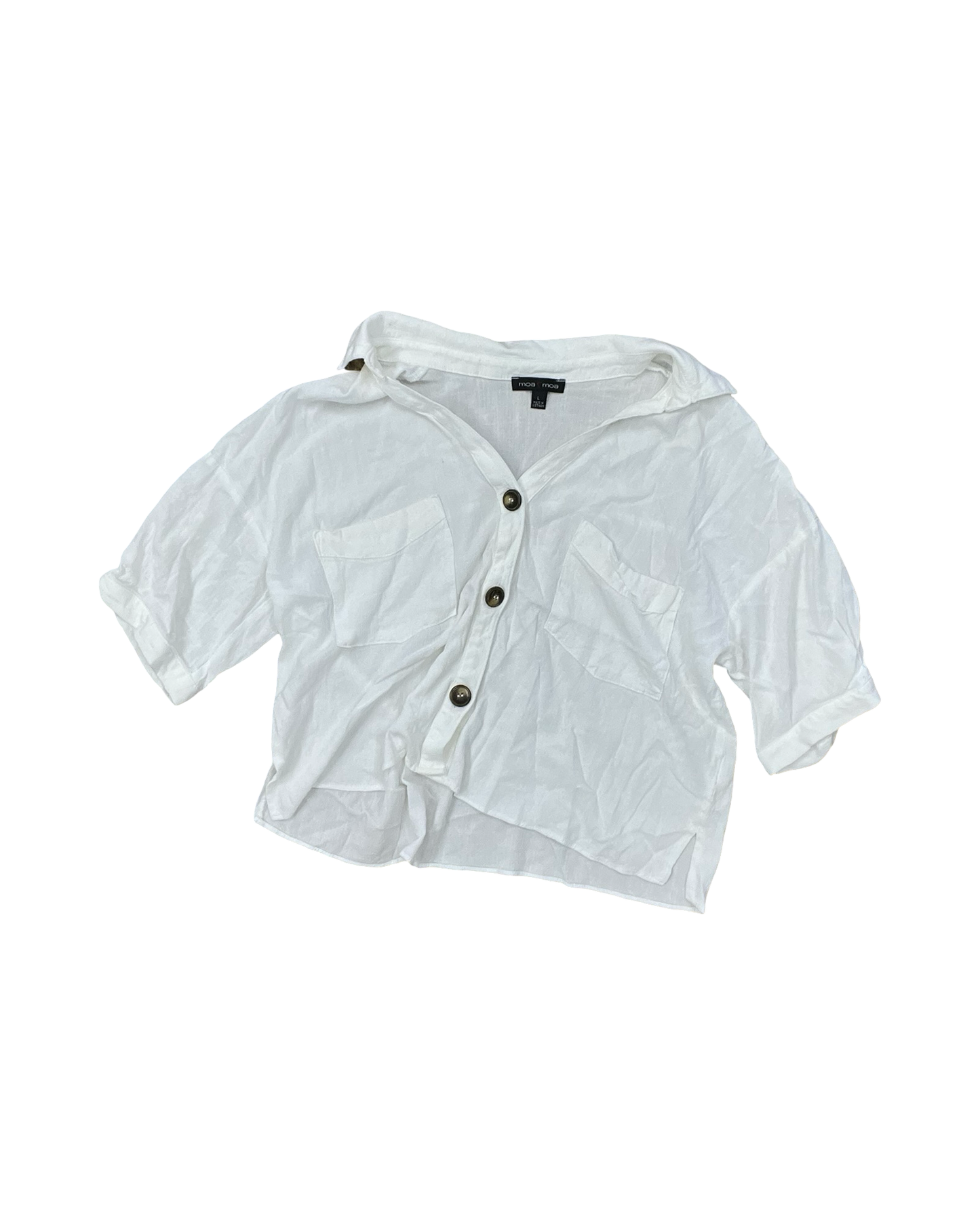 Blouse Ss By Moa Moa In White, Size:L