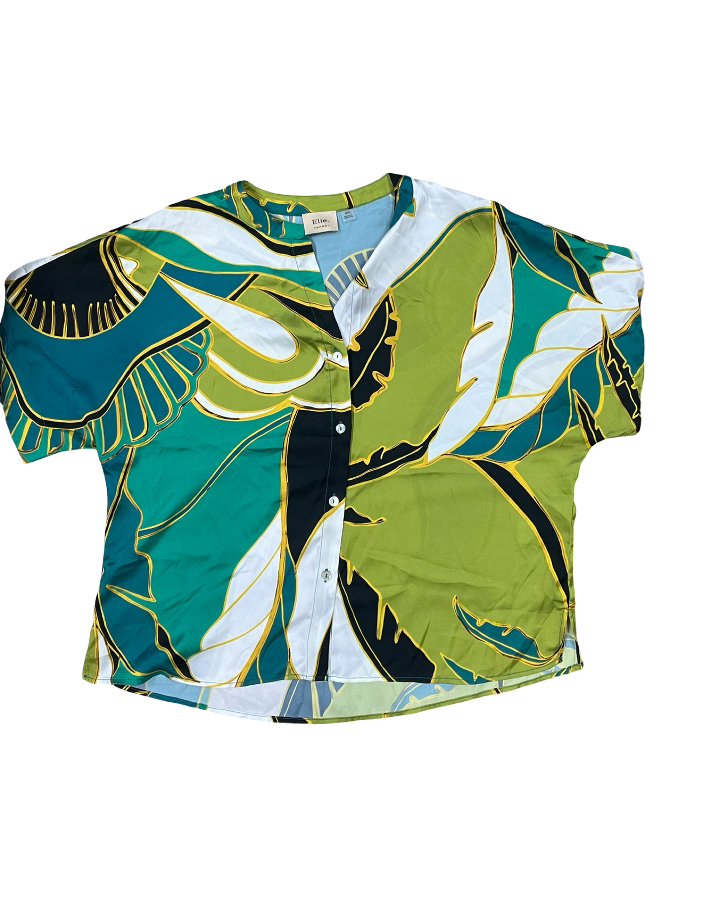 Blouse Ss By Elie Tahari In Cream & Green, Size:M