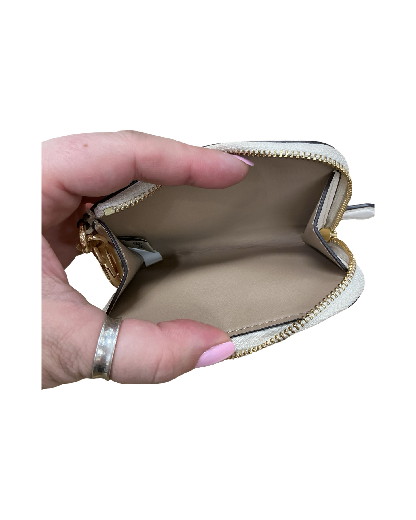 Coin Purse Designer By Coach In Cream, Size:Small