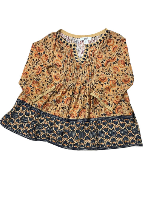 Top 3/4 Sleeve By Vintage America In Orange & Tan, Size:M