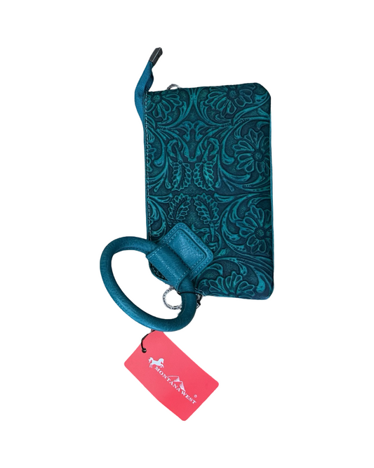 Wristlet Leather By Montana West In Teal, Size:Medium