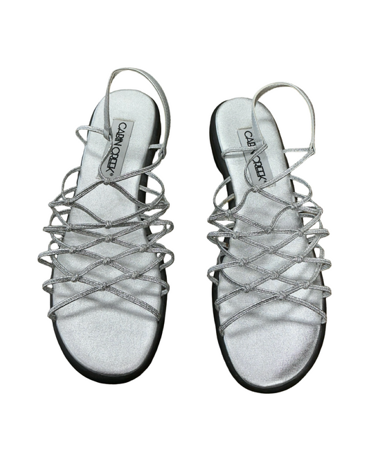 Sandals Flats By Cabin Creek In Silver, Size:8