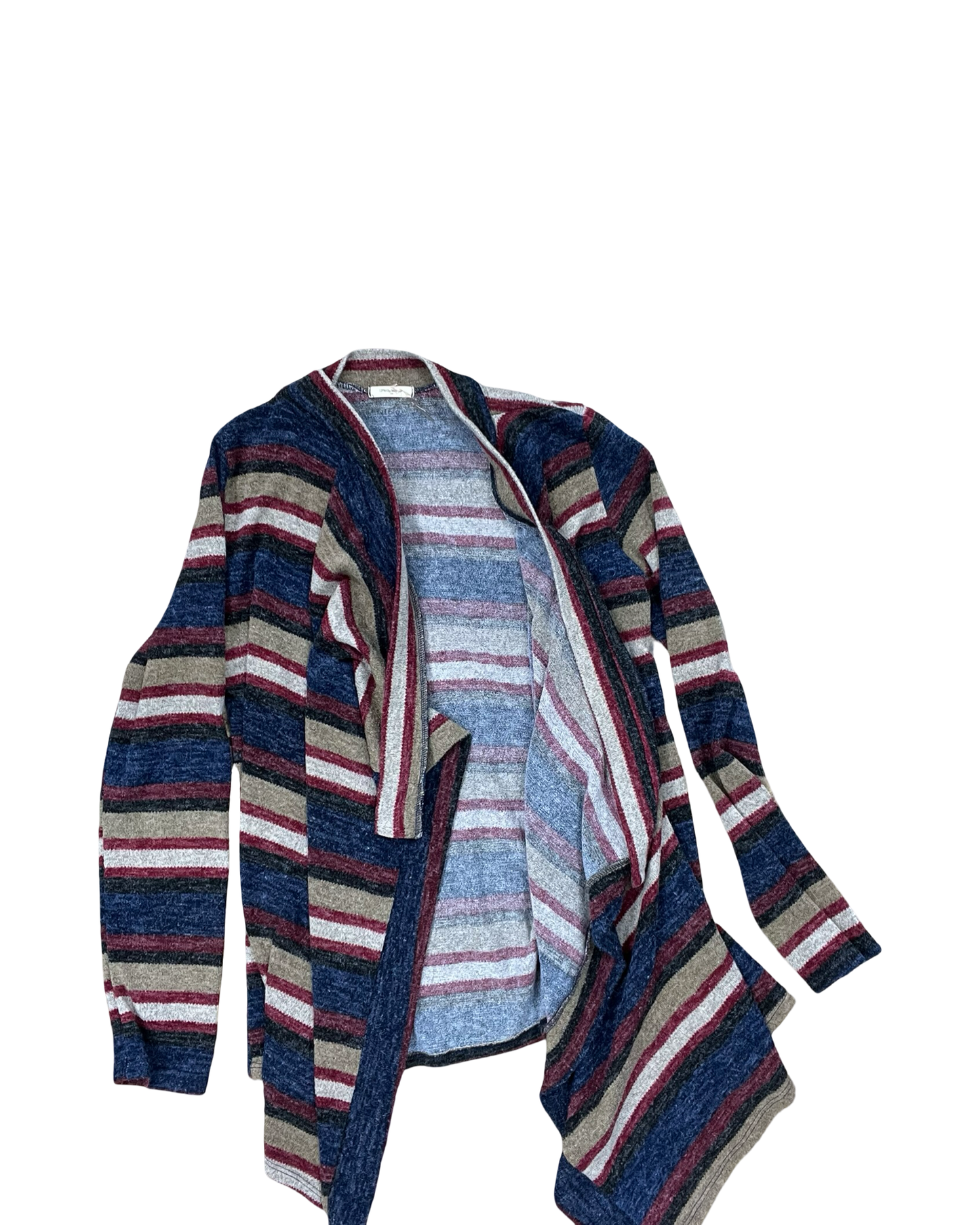 Sweater Cardigan By Mon Ami In Blue & Tan, Size:L