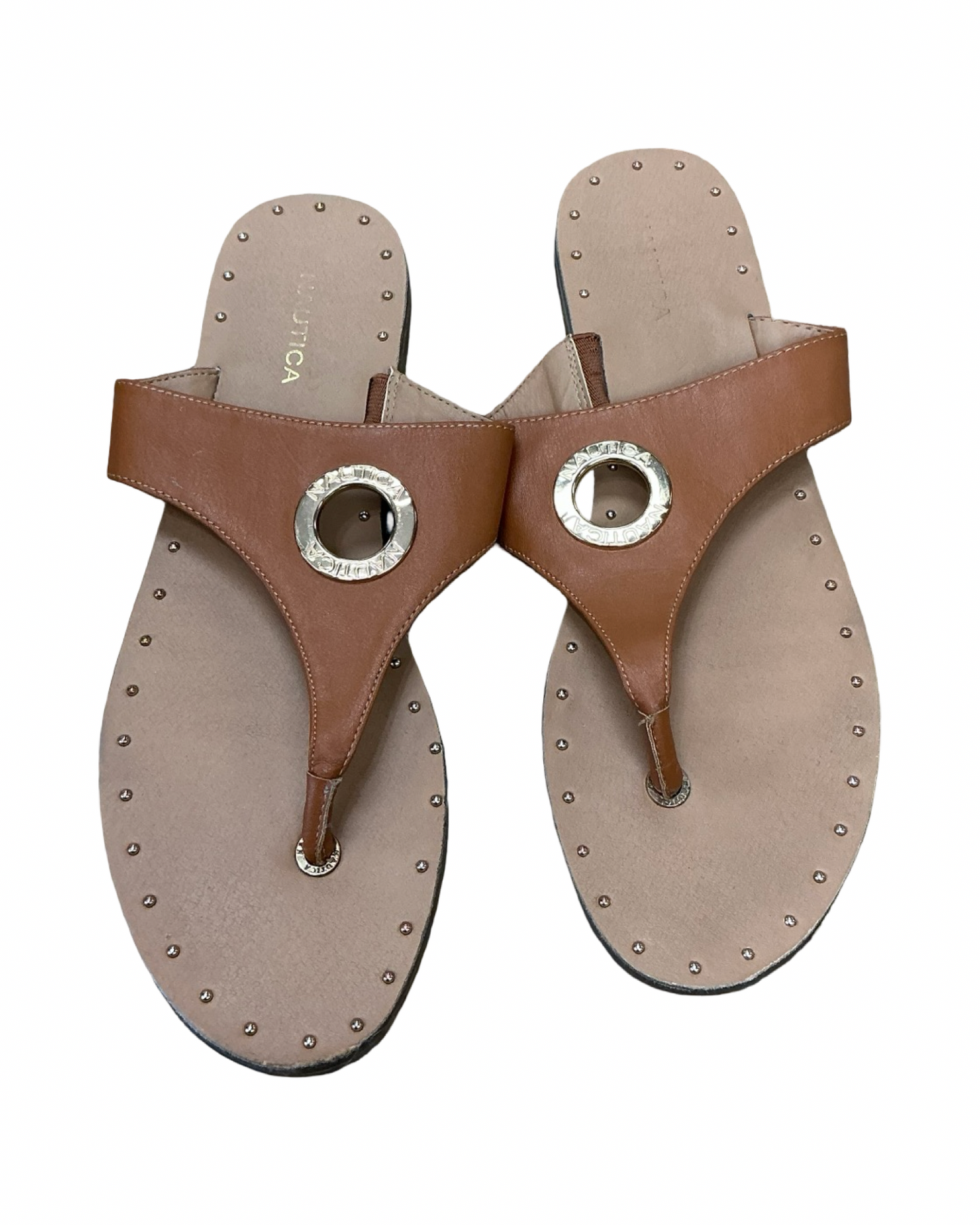 Sandals Flats By Nautica In Brown, Size:9.5