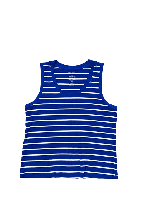 Top Sleeveless By Nine West In Blue & White, Size:1X