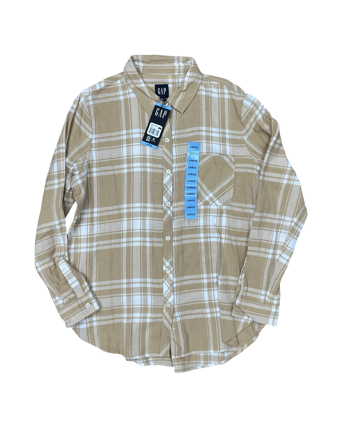Top Ls By Gap In Tan & White, Size:L