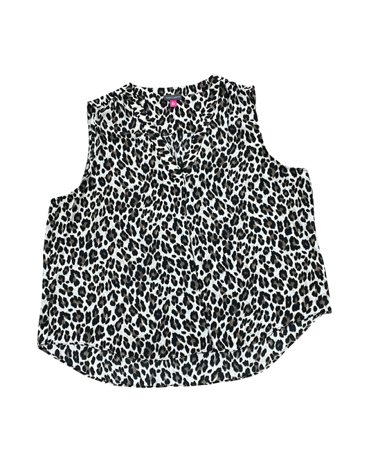 Top Sleeveless By Vince Camuto In Leopard Print, Size:1X
