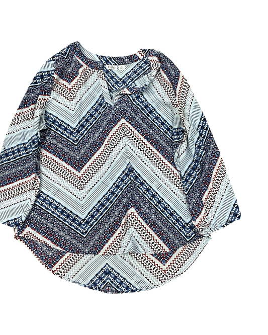 Top 3/4 Sleeve By Cato In Blue, Size:Xl