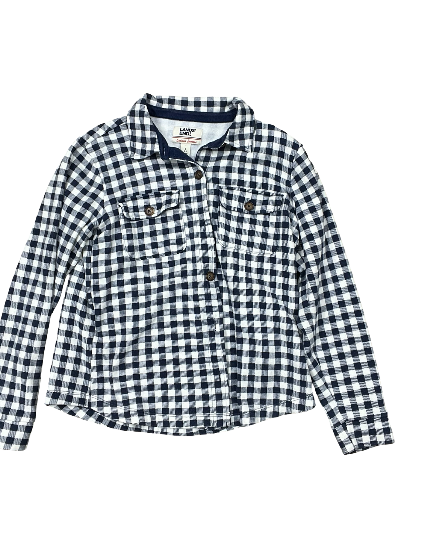 Jacket Shirt By Lands End In Blue & White, Size:S