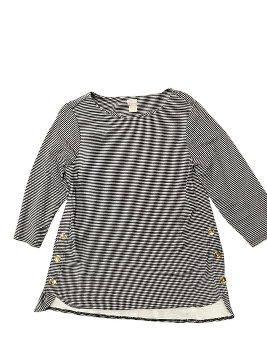 Top 3/4 Sleeve By Chicos In Black & White, Size:M