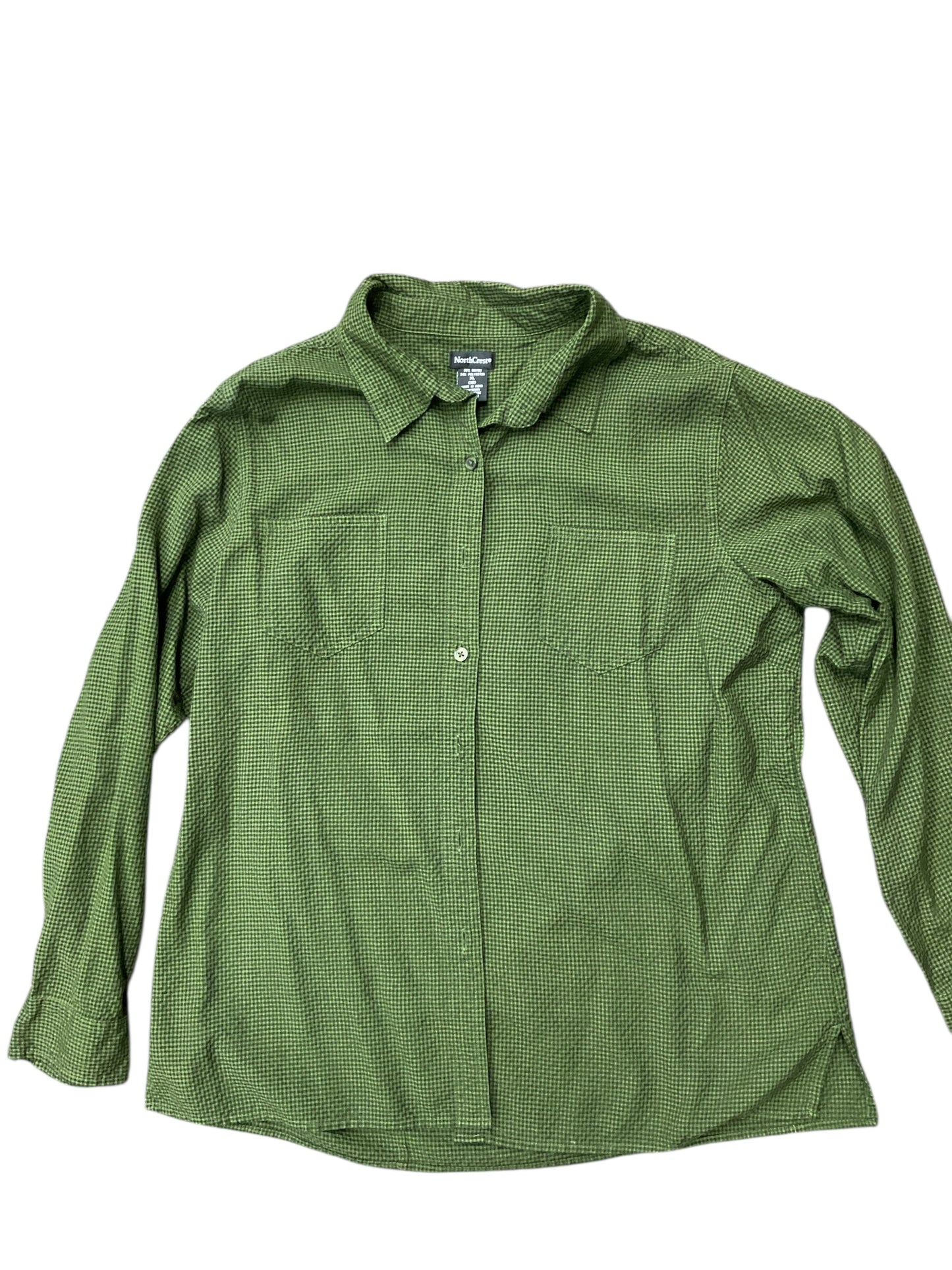 Blouse Ls By Northcrest In Green, Size:Xl