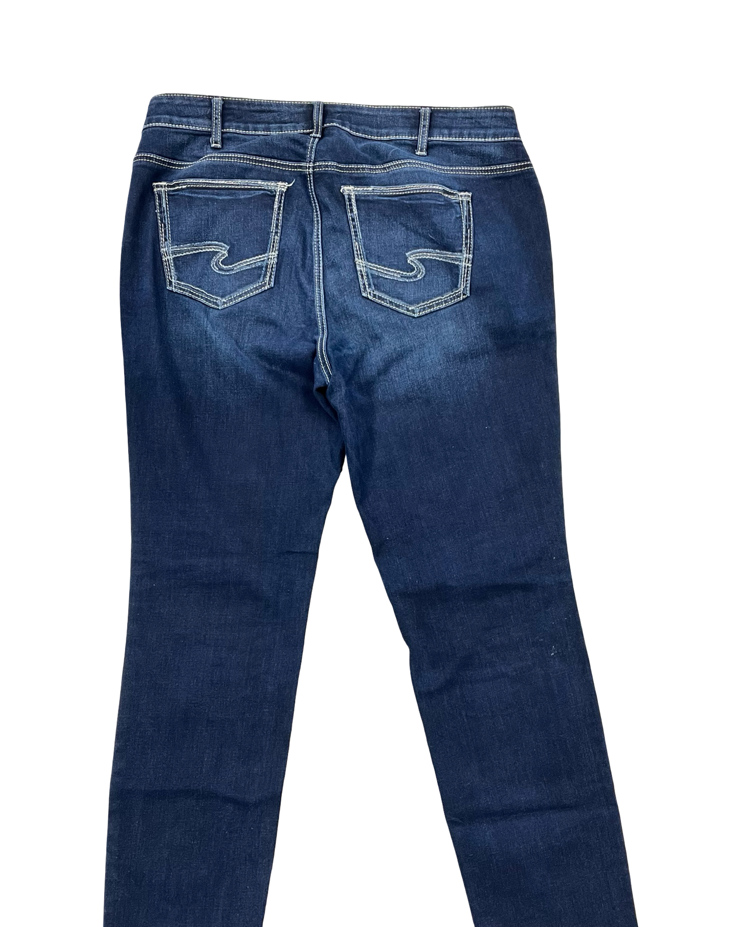 Jeans Straight By Silver In Blue Denim, Size:16