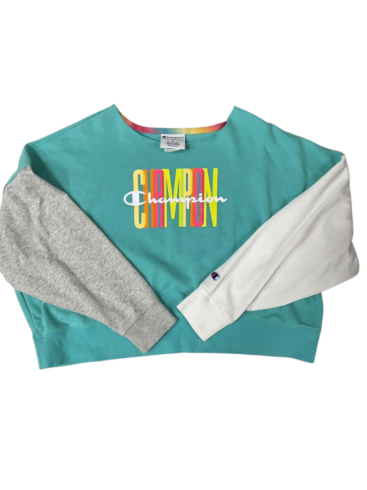 Sweatshirt Crewneck By Champion In Aqua, Size:L