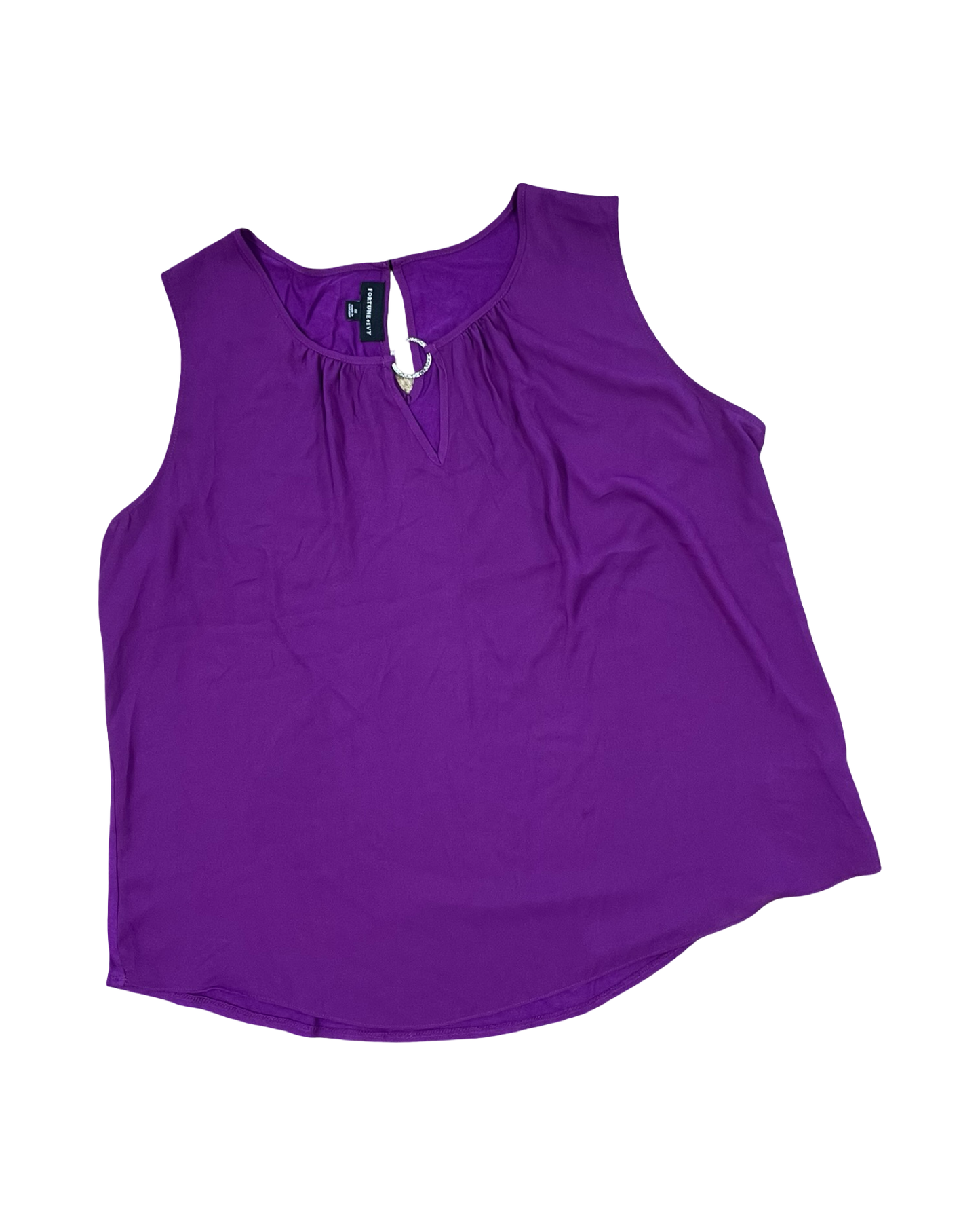 Top Sleeveless By Fortune & Ivy In Purple, Size:1X