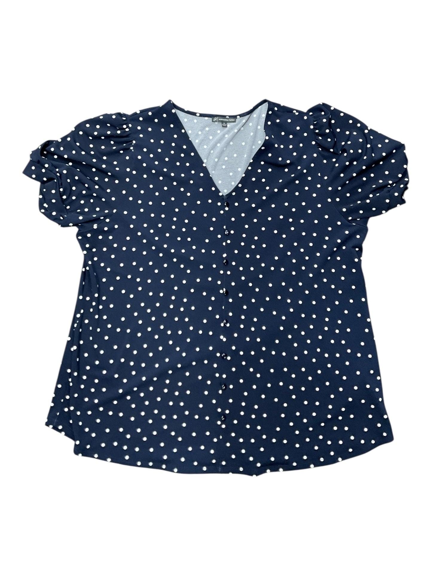 Top Ss By Adrianna Papell In Blue & White, Size:1X