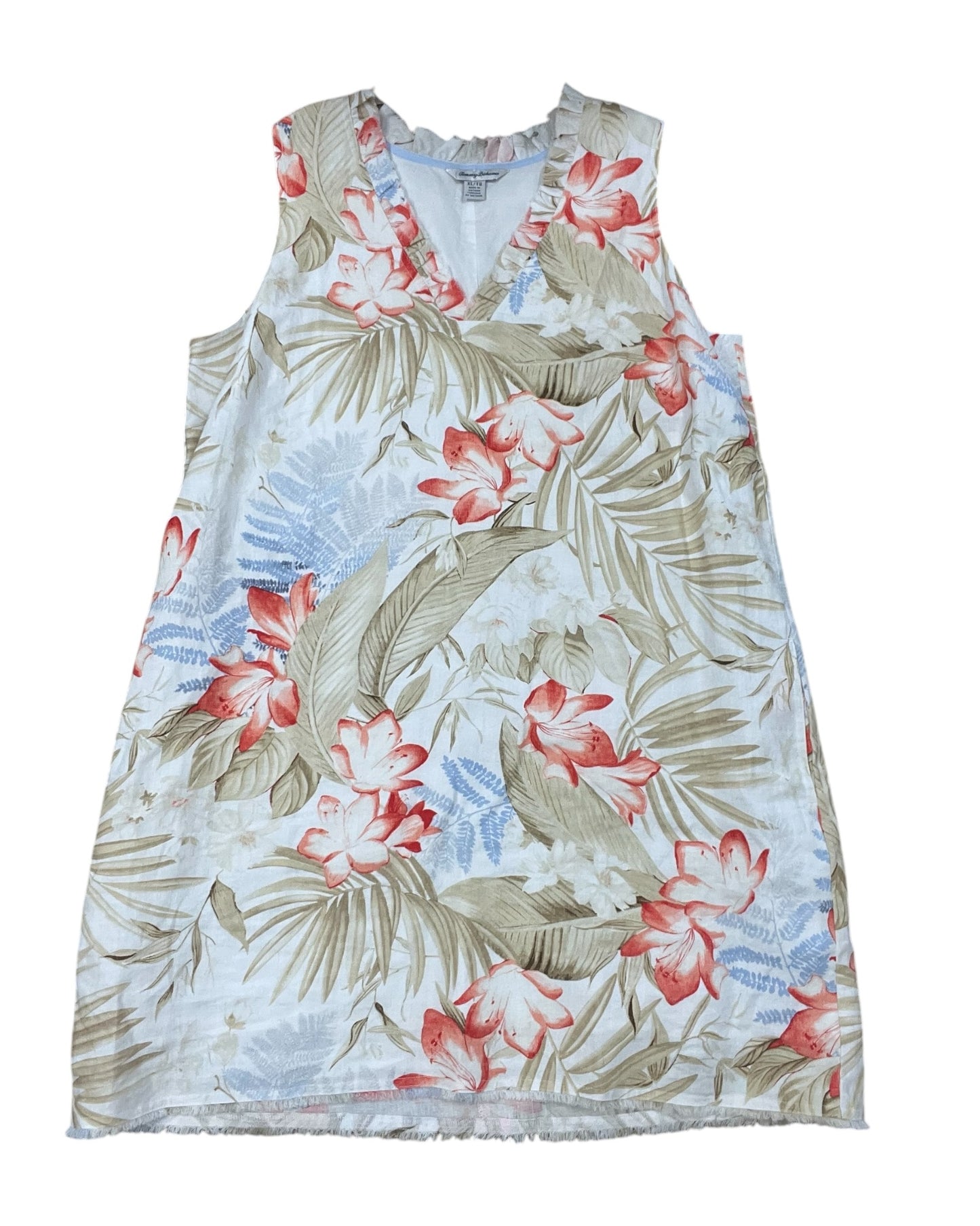 Dress Casual Midi By Tommy Bahama In Tan & White, Size:Xl