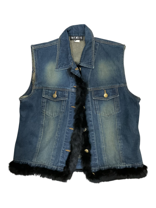 Vest Faux Fur & Sherpa By Mix It In Blue Denim, Size:Xl