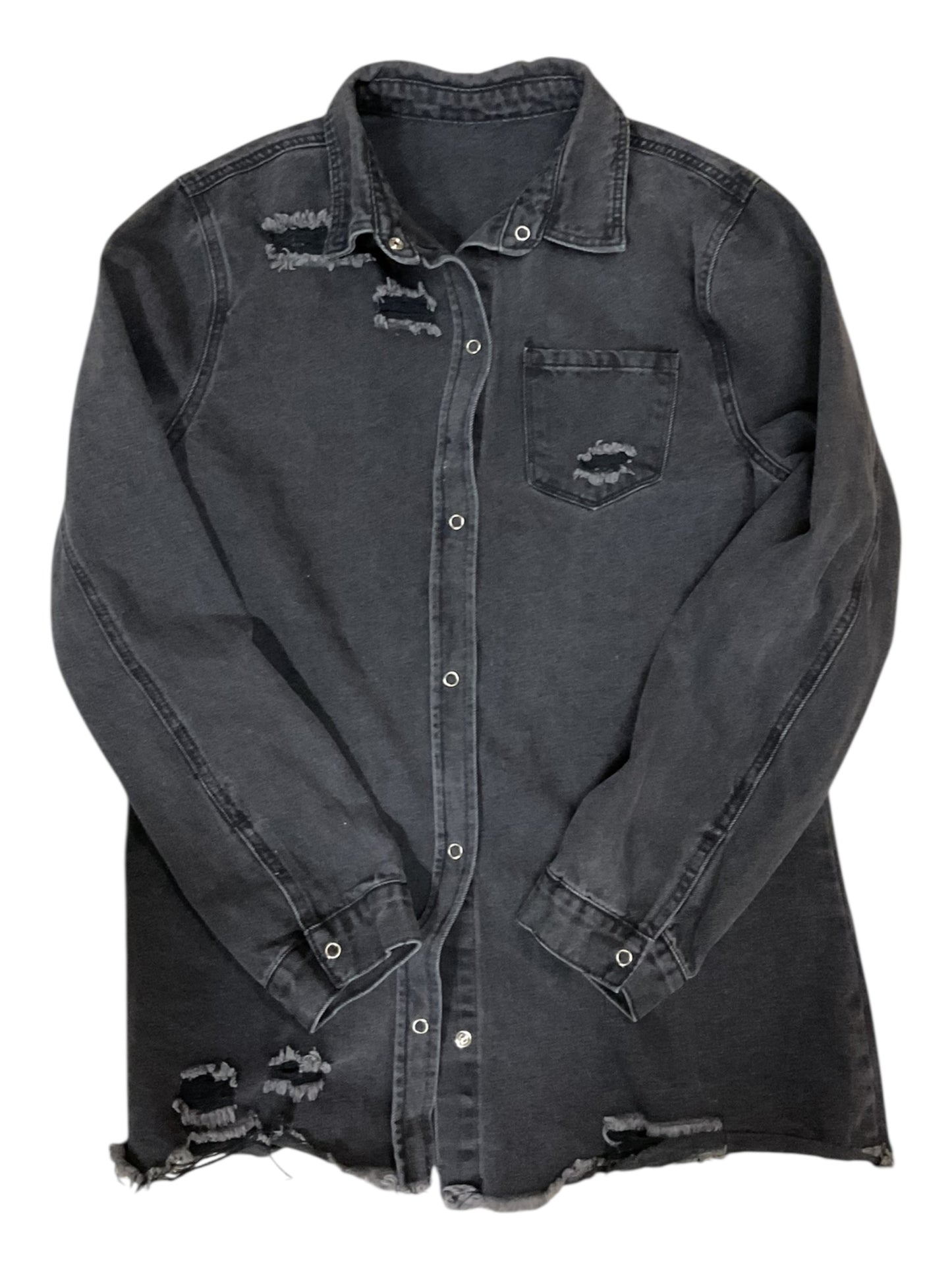 Jacket Shirt By Clothes Mentor In Black, Size:Xl