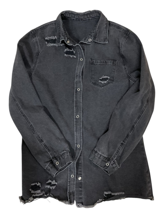 Jacket Shirt By Clothes Mentor In Black, Size:Xl