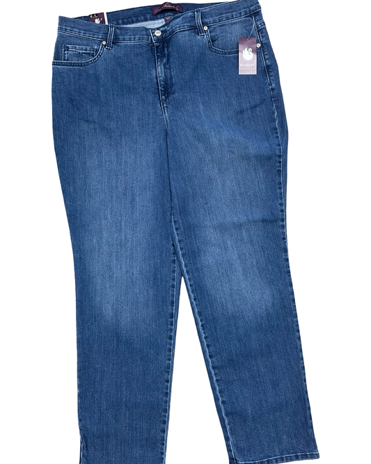 Jeans Straight By Gloria Vanderbilt In Blue Denim, Size:16