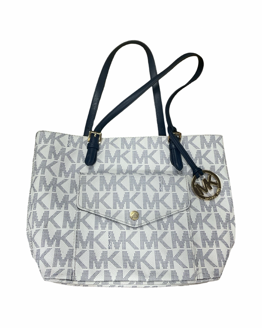 Handbag Designer By Kate Spade In Blue & White, Size:Medium