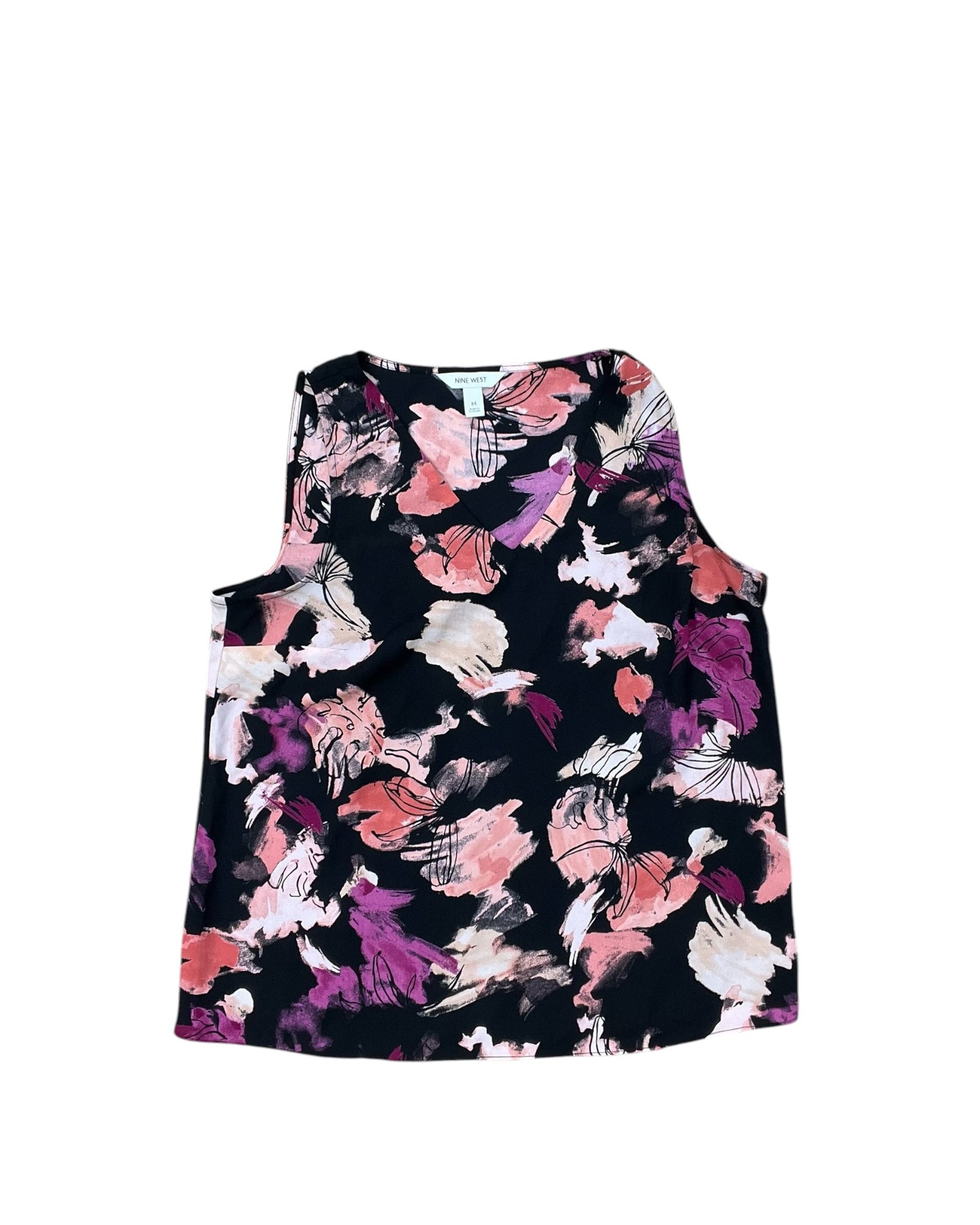 Top Sleeveless By Nine West In Black & Pink, Size:M