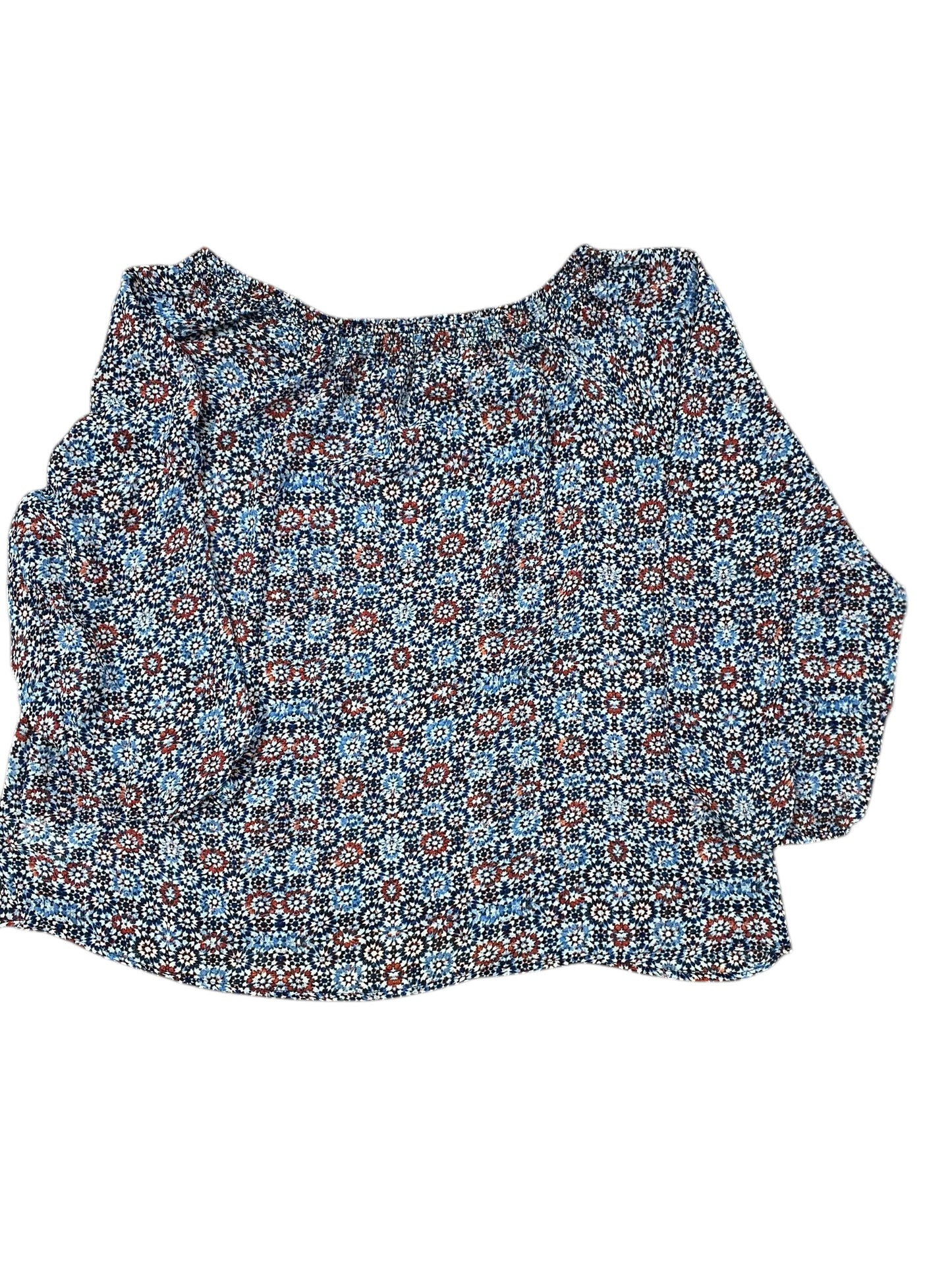 Top 3/4 Sleeve By Daisy Fuentes In Blue & Red & White, Size:Xl