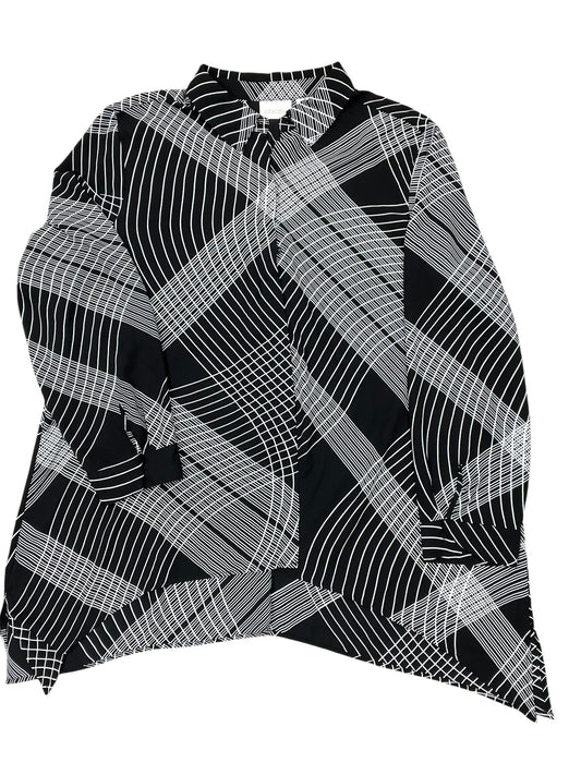 Blouse 3/4 Sleeve By Chicos In Black & White, Size:3X