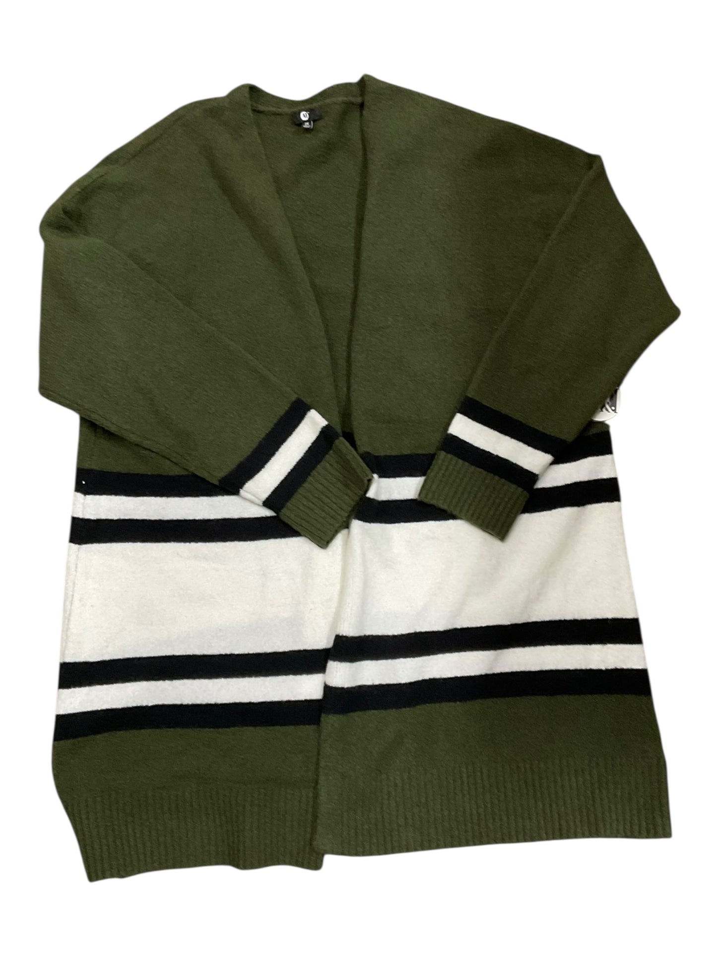Sweater Cardigan By Clothes Mentor In Green & White, Size:2X