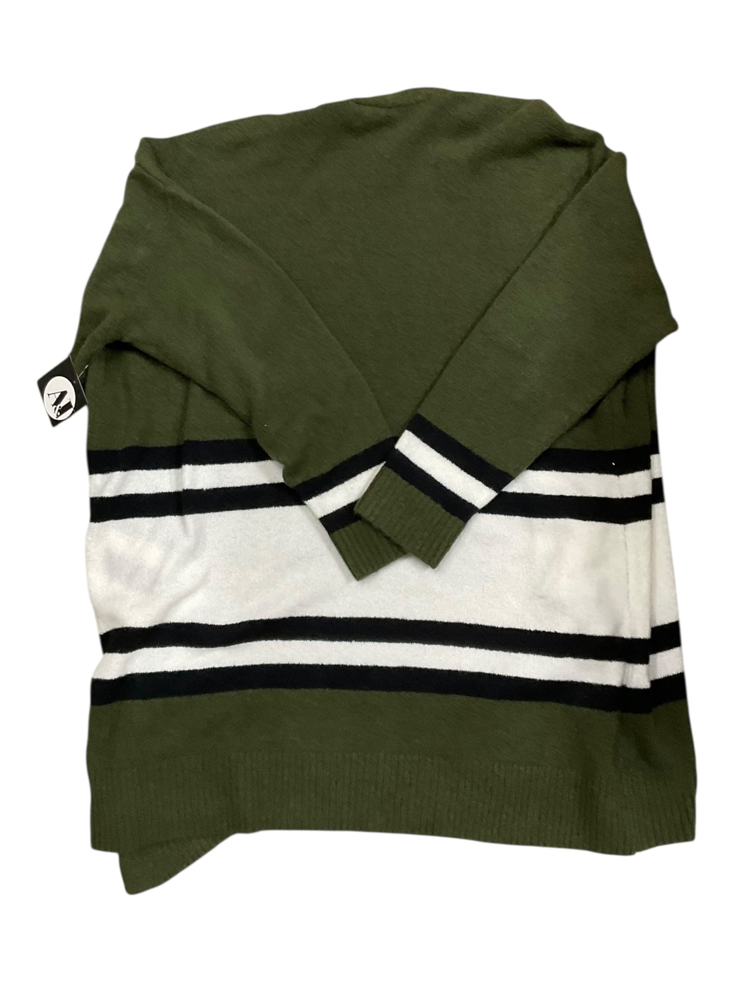 Sweater Cardigan By Clothes Mentor In Green & White, Size:2X