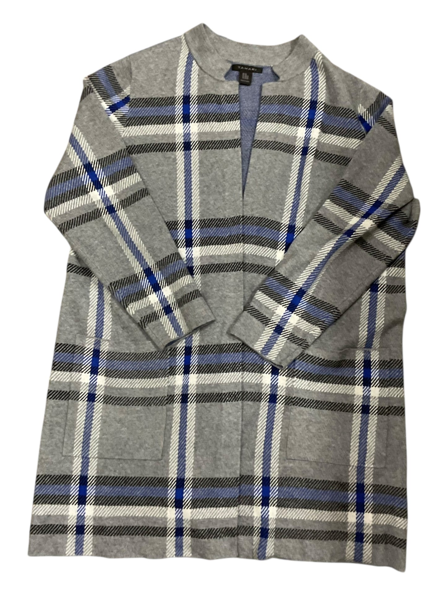 Sweater Cardigan By Tahari In Blue, Size:2X