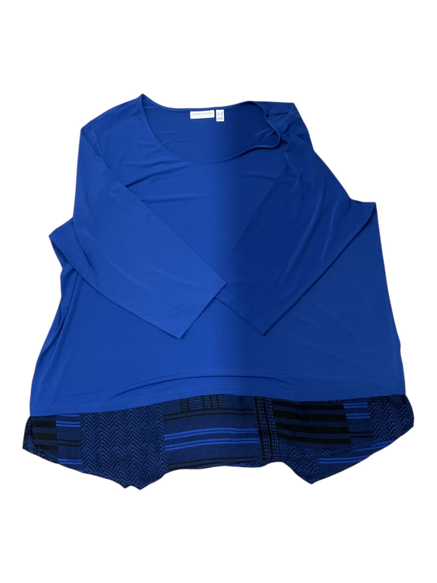 Top 3/4 Sleeve By Susan Graver In Blue, Size:3X