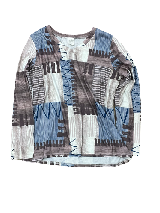 Top Ls By Clothes Mentor In Blue & Brown, Size:Xl