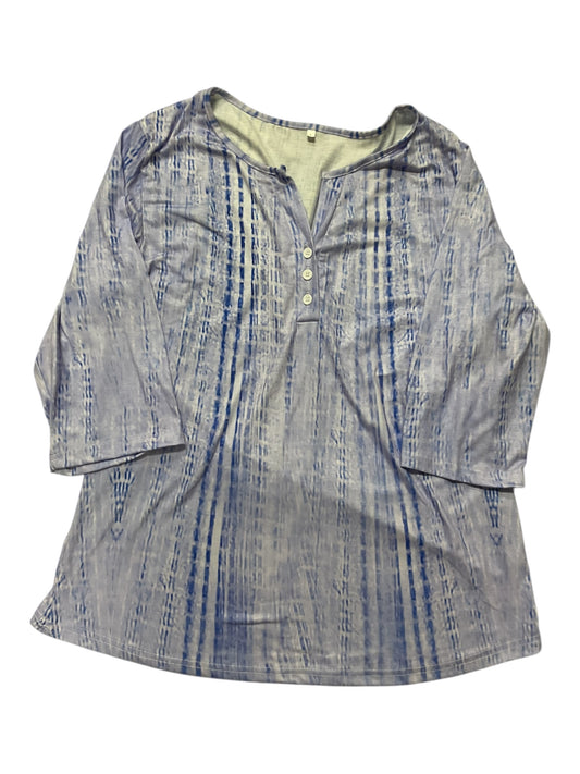 Top 3/4 Sleeve By Clothes Mentor In Blue, Size:L