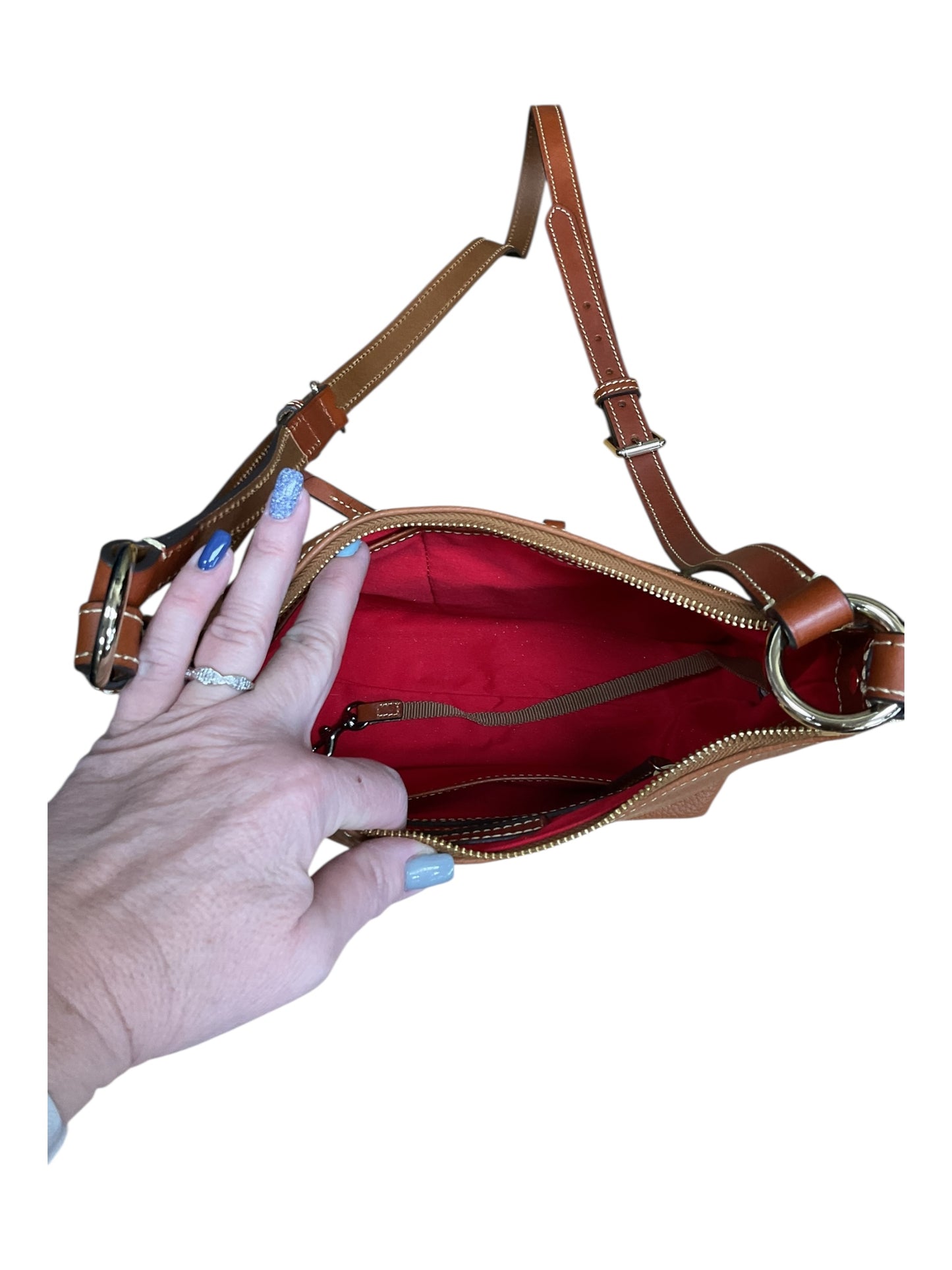 Crossbody Designer By Dooney And Bourke In Blue & Brown, Size:Medium