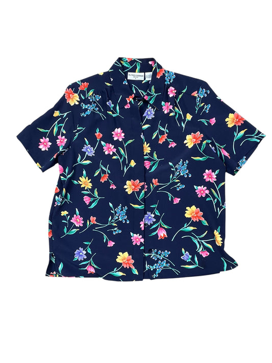Blouse Ss By Alfred Dunner In Navy, Size:Mp
