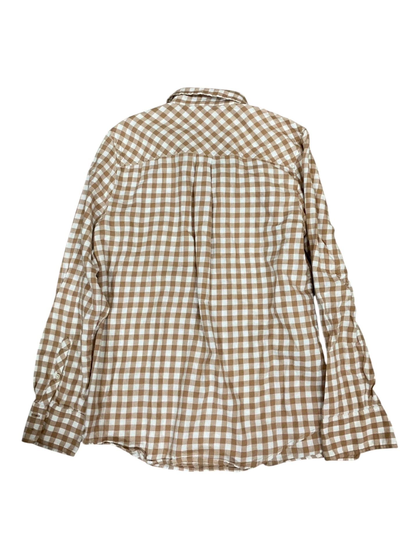 Blouse Ls By J. Crew In Tan & White, Size:S