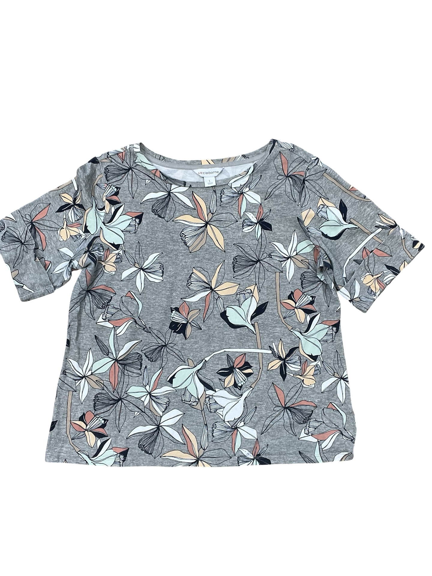 Top Ss By Liz Claiborne In Grey, Size:L