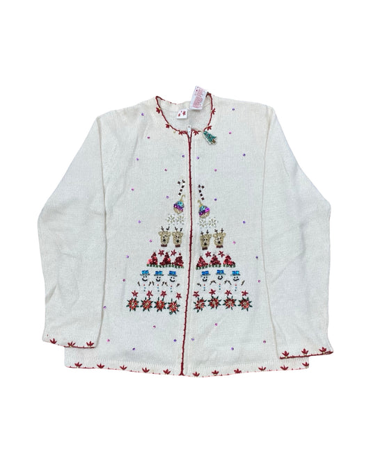 Sweater Cardigan By Clothes Mentor In Cream, Size:Xl