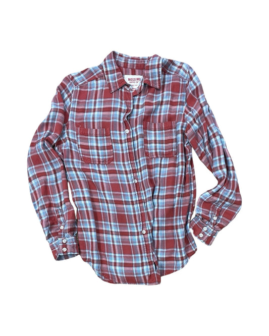 Blouse Ls By Mossimo In Blue & Red, Size:S