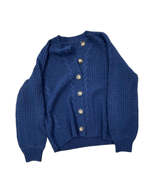 Sweater Cardigan By Clothes Mentor In Navy, Size:M
