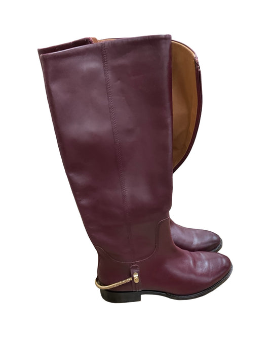 Boots Mid-Calf Flats By Sarto In Maroon, Size:7